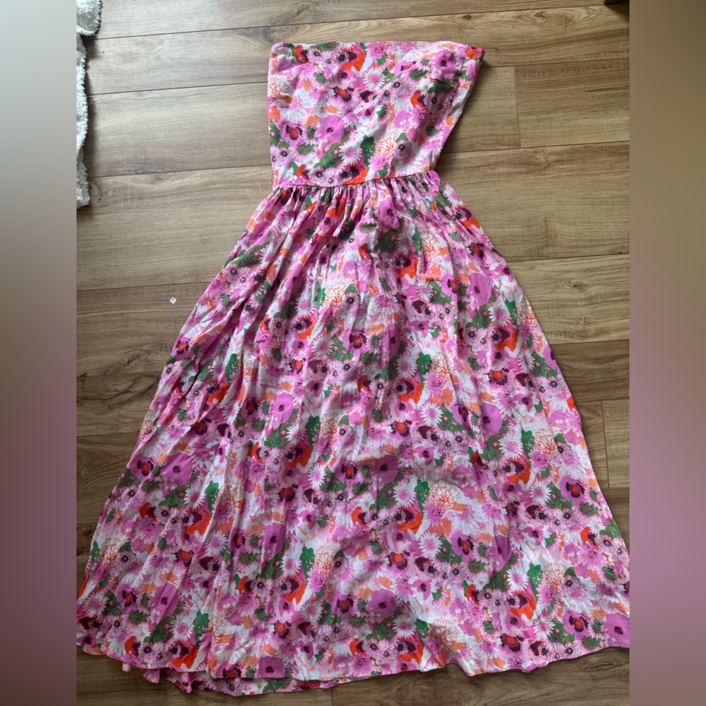 Ganni Pink Floral Pattern Dress Sz XS